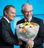 Herman van Rompuy ogłasza, że jego następcą zostanie Donald Tusk. 30 sierpnia, Bruksela 