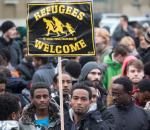 Protestujący azylanci w Dreźnie po zamordowaniu jednego z nich