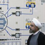 Prezydent Hasan Rouhani w czasie wizyty w elektrowni jądrowej w Buszehr  nad Zatoką Perską