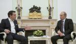 Aleksis Cipras w czasie rozmowy z prezydentem Władimirem Putinem