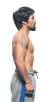 Manny Pacquiao. 36 lat, urodzony w Kibawe na Filipinach. 65 zawodowych walk,  57 zwycięstw (38 przez nokaut), 6 porażek, 2 remisy. 169 cm wzrostu. Fot. Jeff Bottari