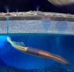 Elastyczny robot do badania oceanów pod lodową skorupą Europy. Wizja artysty