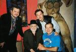 Zdjęcie z pierwszego Letniego Festiwalu Jazzowego w Piwnicy  pod Baranami, 1996 r. Witold Wnuk z Piotrem Skrzyneckim,  Janem Kudykiem i Jackiem Woźniakiem