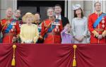 Rodzina królewska w czasie obchodów urodzin Elżbiety II, pałac Buckingham, 2012 r. 