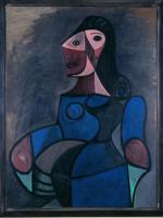 Pablo Picasso, „Kobieta w błękicie”, olej na płótnie, 1944