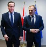 Bruksela, 18 lutego. Brytyjski premier David Cameron i przewodniczący Rady Europejskiej Donald Tusk szykują się do rozmów