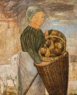 „Dziewczynka z koszem owoców i barankiem”, olej na płótnie Tadeusza Makowskiego z 1923 r. 
