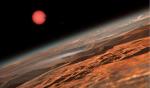 Tak widok z powierzchni jednej z odkrytych planet  wyobraża sobie artysta poproszony o pomoc przez astronomów z Belgii