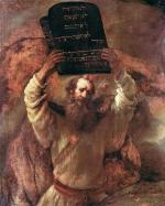 Dar Boży bywa nielekki. Na obrazie Rembrandta  Mojżesz w gniewie tłucze tablice z Przykazaniami 