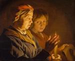 Matthias Stom „ Stara kobieta i chłopiec w blasku świecy”, 1620  