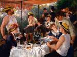 Śniadanie wioślarzy (1880–1881): szampan musuje, kobiety mrużą oczy, Gustave Caillebotte (pierwszy z lewej) pokazuje triceps.