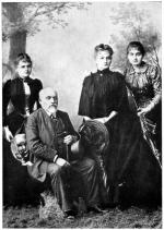 1886 rok. Maria Skłodowska (pierwsza z lewej) z ojcem Władysławem oraz siostrami Bronką i Helą.