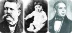Trzy pokolenia. Od lewej: Alois Hitler, ojciec Adolfa Hitlera, kilkunastomiesięczny Adolf i jego domniemany dziadek Salomon Mayer Rothschild.