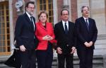 Premier Hiszpanii Mariano Rajoy (z lewej) obok innych najważniejszych przywódców UE, kanclerz Niemiec Angeli Merkel, prezydenta Francji Francois Hollande’a i premiera Włoch Paola Gentiloniego. Wersal, marzec 2017 r. 