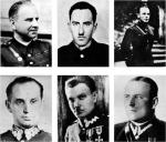 Zbiegowie i organizatorzy ucieczki z Dössel (od góry od lewej): Jan Zieleniewski, Wincenty Kawalec, Zygmunt Drzewiecki, Stefan Pronaszko, Bronisław Kowalczewski, Władysław Wasilewski.