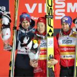 Junshiro Kobayashi (w środku), Kamil Stoch i Stefan Kraft – trójka najlepszych w konkursie Pucharu Świata w Wiśle.