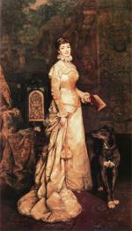 Portret Heleny Modrzejewskiej namalowany przez Tadeusza Ajdukiewicza w 1880 r. W tej sukni artystka wystąpiła wcześniej na balu w krakowskich Sukiennicach.