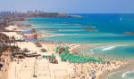 Plaża w Tel Awiwie  jest jedną z najpiękniej- szych nad Morzem Śródziem- nym.Temperatura wody nie spada tu poniżej  20 stopni Celsjusza 