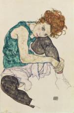Egon Schiele, „Siedząca kobieta ze zgiętym kolanem”, obraz z 1917 r.  