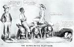 ≥Satyra wyborcza z 1856 r.: leżący James Buchanan, kandydat na prezydenta, jest dosiadany przez niewolnika i jego właściciela 