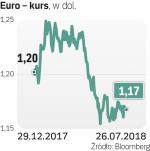 Euro słabsze do dolara