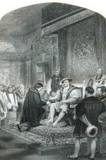 ≥Thomas Cromwell wręcza królowi Henrykowi VIII pierwszy oficjalny przekład Biblii na język angielski 