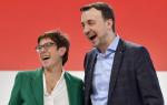 ≥Nowa przewodnicząca CDU Annegret Kramp-Karrenbauer i nowo wybrany sekretarz generalny ugrupowania Paul Ziemiak
