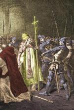Sciarra Colonna uderza w twarz papieża Bonifacego VIII. Obraz francuskiego malarza Alphonse’a de Neuville’a 