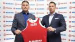 Radosław Piesiewicz, prezes PZKosz  i Polskiej Ligi Koszykówki, oraz Piotr Dulnik, prezes Suzuki Motor Poland,  po podpisaniu nowej umowy sponsoringowej