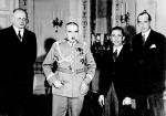 Joseph Goebbels na spotkaniu z marszałkiem Józefem Piłsudskim. Towarzyszą im: Józef Beck (pierwszy z prawej) i Hans Adolf Graf von Moltke (pierwszy z lewej). Warszawa, 13 czerwca 1934 r. 