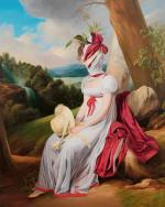 Ewa Juszkiewicz – „Portrait of a lady (after Louis Leopold Boilly)”, 2019, olej na płótnie, 200 x 160 cm, dzięki uprzejmości Ewy Juszkiewicz i Gagosian 