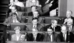 Sejm, ławy rządowe: m.in. premier Hanna Suchocka, wicepremier Henryk Goryszewski, Paweł Łączkowski, Jan Maria Rokita, Jan Krzysztof Bielecki, Janusz Onyszkiewicz   