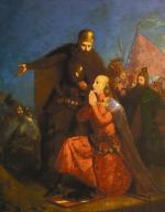 Wielki książę litewski Witold przekonuje rozmodlonego króla Władysława Jagiełłę, że należy przerwać mszę i przystąpić do walki. Obraz Jana Matejki z 1855 r. 