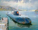 Obraz Władimira Pietrowicza „Ostatni rejs rosyjskiej atomowej łodzi podwodnej »Kursk«”  (K-141 „Kursk” ze 118-osobową załogą zatonął 12 sierpnia 2000 r.)  