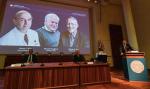 Konferencja prezentująca sylwetki trzech tegorocznych laureatów Nagrody Nobla z medycyny. Od lewej na zdjęciu: Harvey J. Alter, Michael Houghton i Charles M. Rice 