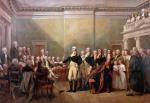 23 grudnia 1783 r. generał Jerzy Waszyngton zrezygnował z dowodzenia Armią Kontynentalną USA (obraz Johna Trumbulla) 