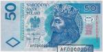 Obiegowy banknot o nominale 50 zł ma cenę wywoławczą 2,4 tys. zł. 