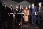 Senator Susan Collins (przy mikrofonie) i jej republikańscy koledzy po spotkaniu w Białym Domu z prezydentem Joe Bidenem 