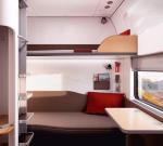 Przedziały sypialne  w nowych wagonach,  które dla Nightjet buduje Siemens.