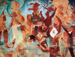 Malowidła naścienne w Bonampak (Meksyk), fragment przedstawiający scenę wojny.  Cywilizacja Majów, IX wiek 
