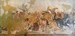 Rekonstrukcja mozaiki przedstawiającej szarżę Aleksandra w kierunku rydwanu Dariusza III w czasie bitwy pod Issos. Obraz ten znaleziono w Domu Fauna w Pompejach,  jego autorem był Apelles lub Filoksenos z Eretrii 