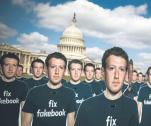 „Napraw fakebooka”. Setka wyciętych  z kartonu sylwetek Marka Zuckerberga  z takim wezwaniem stanęła w 2018 r. przed Kapitolem, gdy twórca FB miał zeznawać  w Senacie. Organizacja Avaaz, która je ustawiła, przekonywała, że fake newsy na platformie zagrażają demokracji na świecie