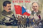 Czeska karta propagandowa z wizerunkami Józefa Stalina i prezydenta Edvarda Beneša 