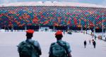 Żołnierze  przed stadionem  w stolicy Kamerunu Jaunde na  dwa dni przed rozpoczęciem mistrzostw Afryki  