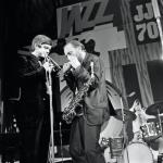 Andrzej Trzaskowski regularnie grał na warszawskim Jazz Jamboree – w różnych składach. W 1970 r. towarzyszył mu m.in. Włodzimierz Nahorny (z prawej)