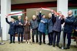 Uroczyste przecięcie wstęgi z udziałem prezydenta Andrzeja Dudy. Na zdjęciu również m.in. Andrzej Pilecki (czwarty od lewej) oraz Andrzej Marek Ostrowski (piąty od lewej)