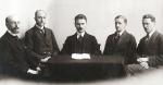 Delegaci Polski w Rydze, 1921 r. Od lewej: Edward Lechowicz, Leon Wasilewski, Jan Dąbski, Henryk Strasburger, Stanisław Kauzik