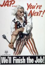 Amerykański plakat wojenny z 1945 r. z napisem: „Japońce... jesteście następni! Dokończymy robotę!”