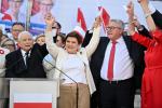 Jarosław Kaczyński zaprezentował listy PiS do wyborów europejskich, na których znaleźli się m.in. Beata Szydło i Ryszard Czarnecki (z prawej)