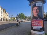 „Ponownie dajemy pokój” głosi plakat wyborczy Sahry Wagenknecht w Brandenburgii